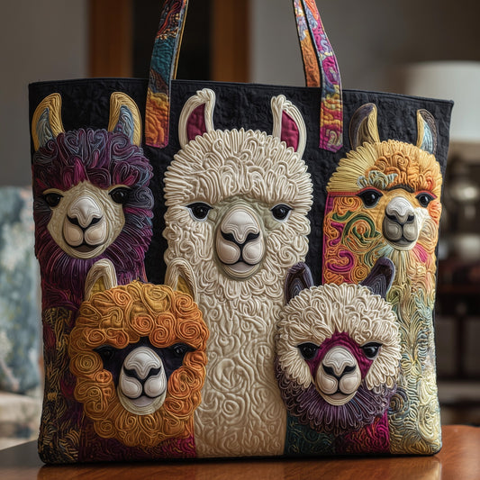 The Playful Llama Quilted Tote 0634