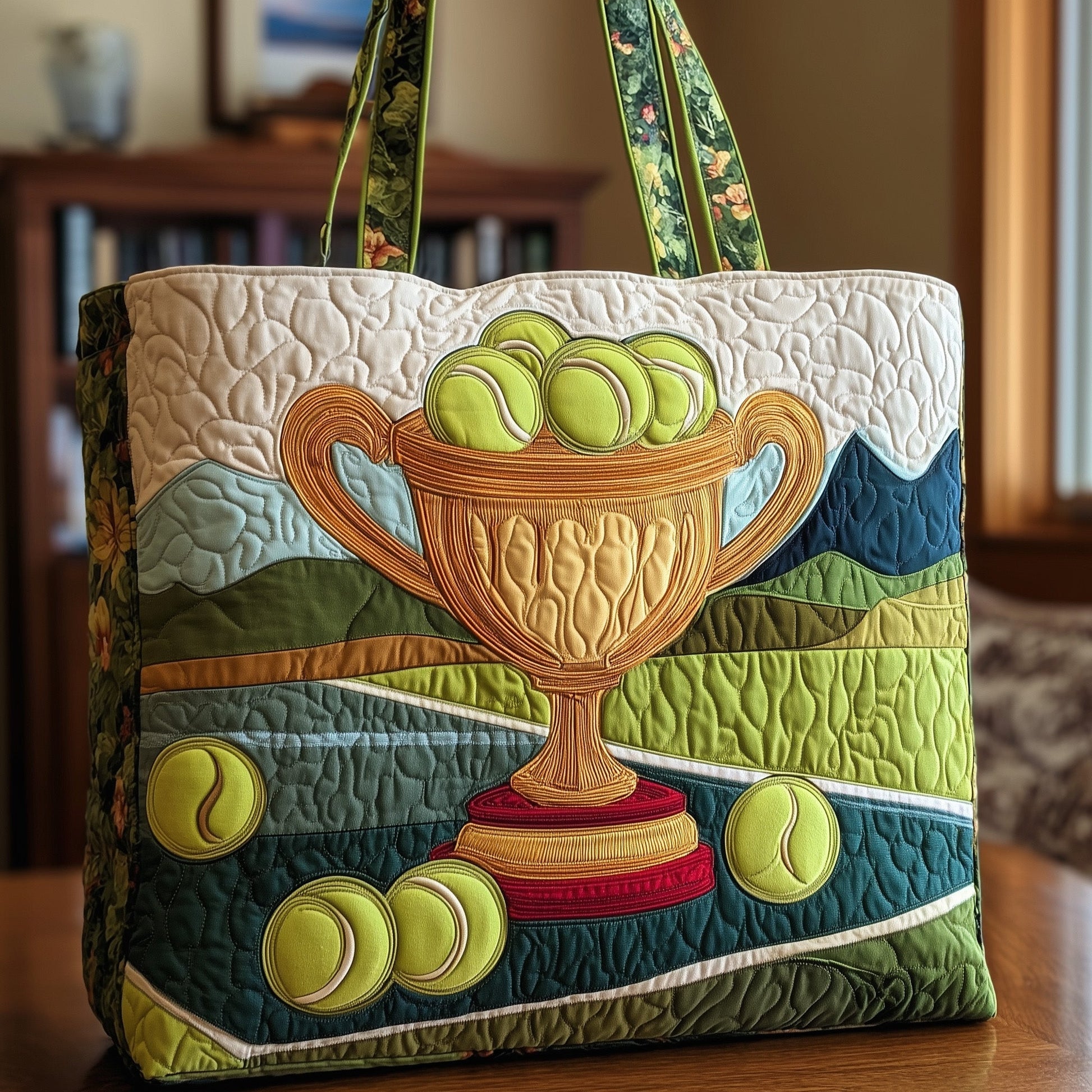 Tennis Trophy Balls Quilted Tote