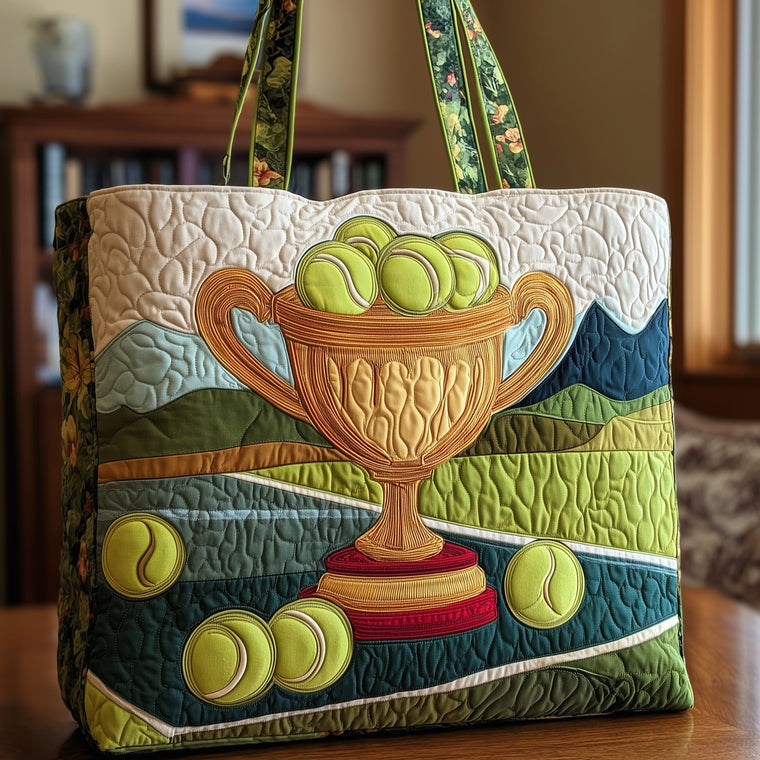 Tennis Trophy Balls Quilted Tote