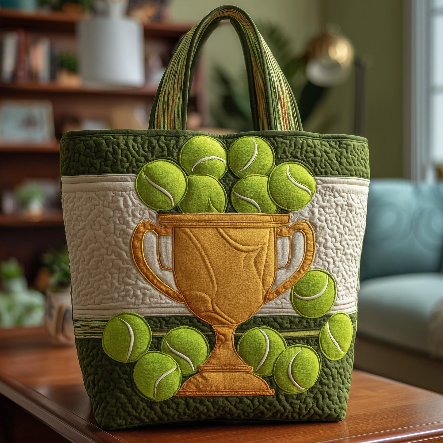 Tennis Balls Trophy Quilted Tote