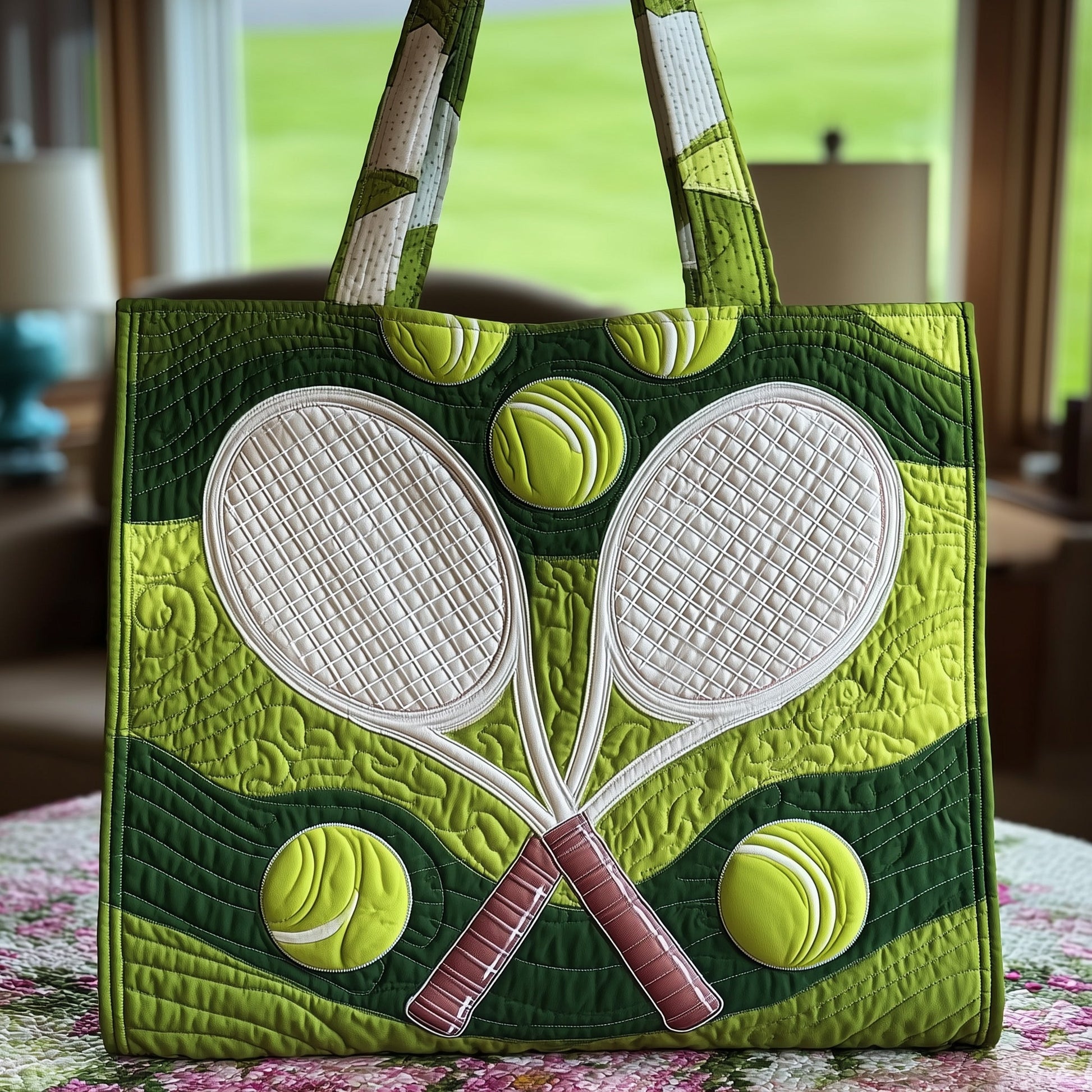 Everyday Tennis Time Quilted Tote