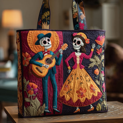 Day Of Dead Skulls Quilted Tote