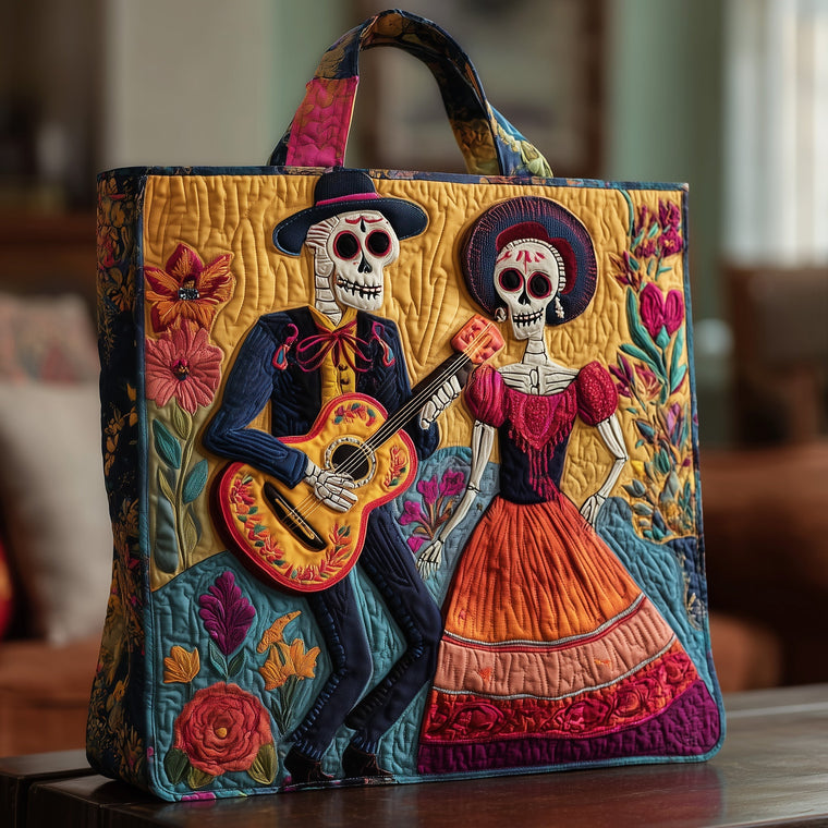 Day Of Dead Skeletons Quilted Tote