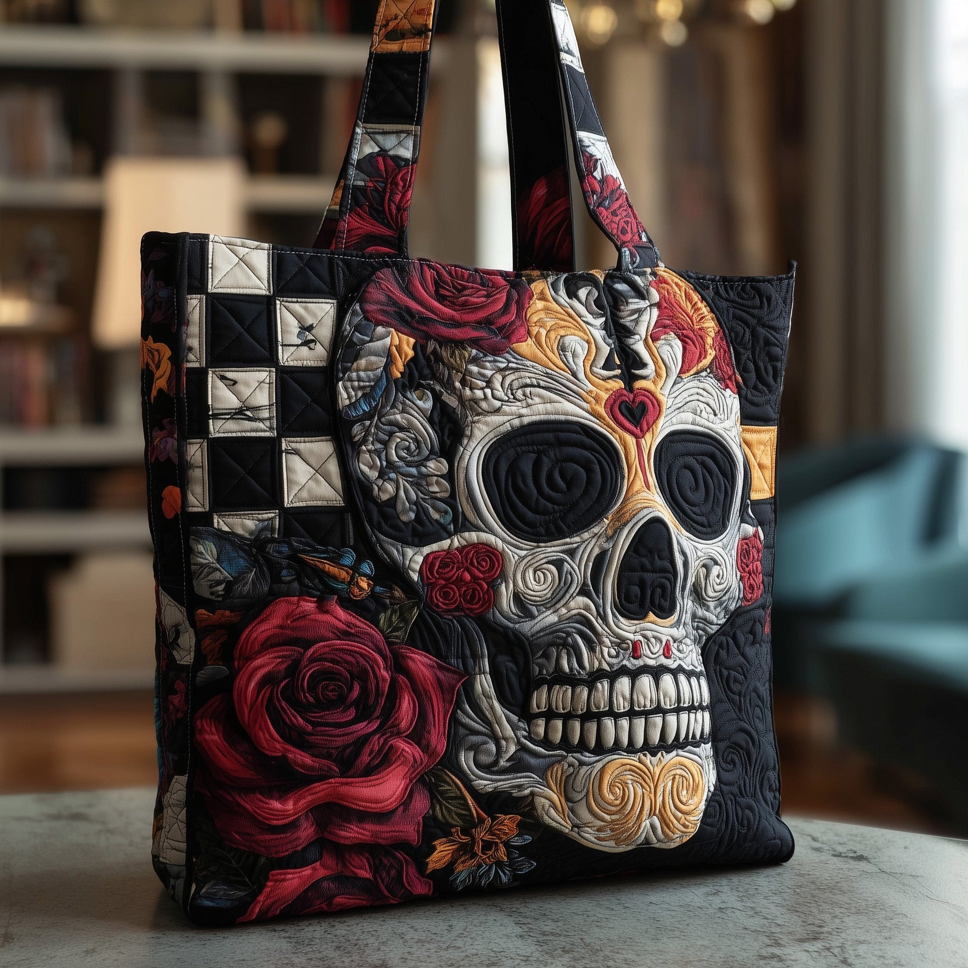 Sugar Skull Roses Tote Bag