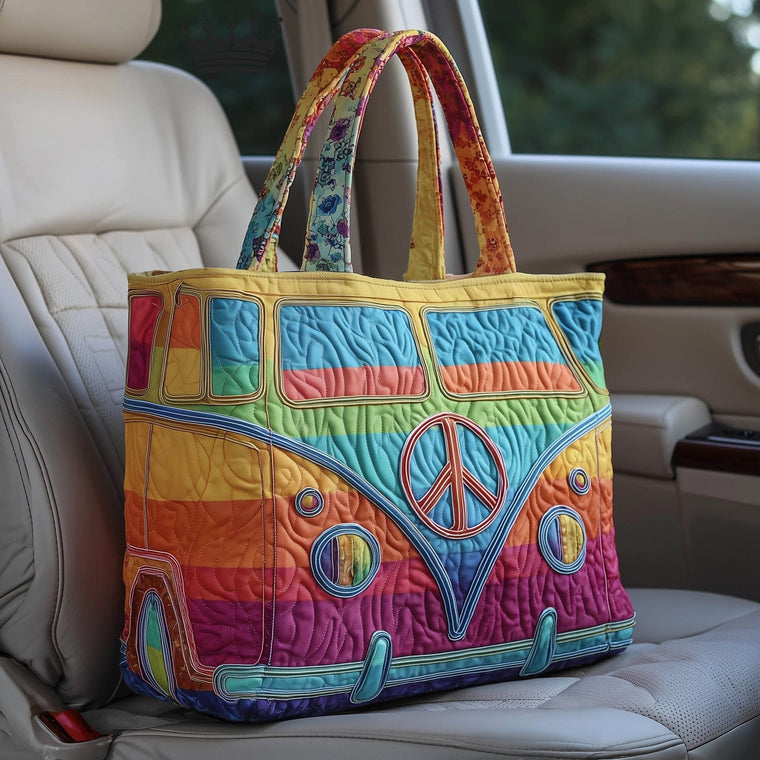 Colorful Hippie Van Quilted Tote