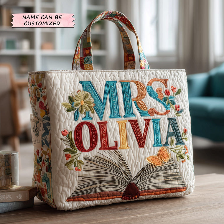 Colorful Typography Book Quilted Tote