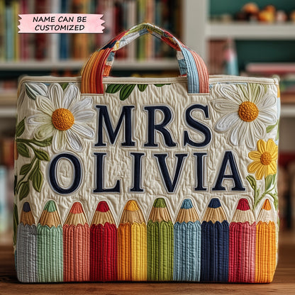 Everyday Teacher Floral Quilted Tote
