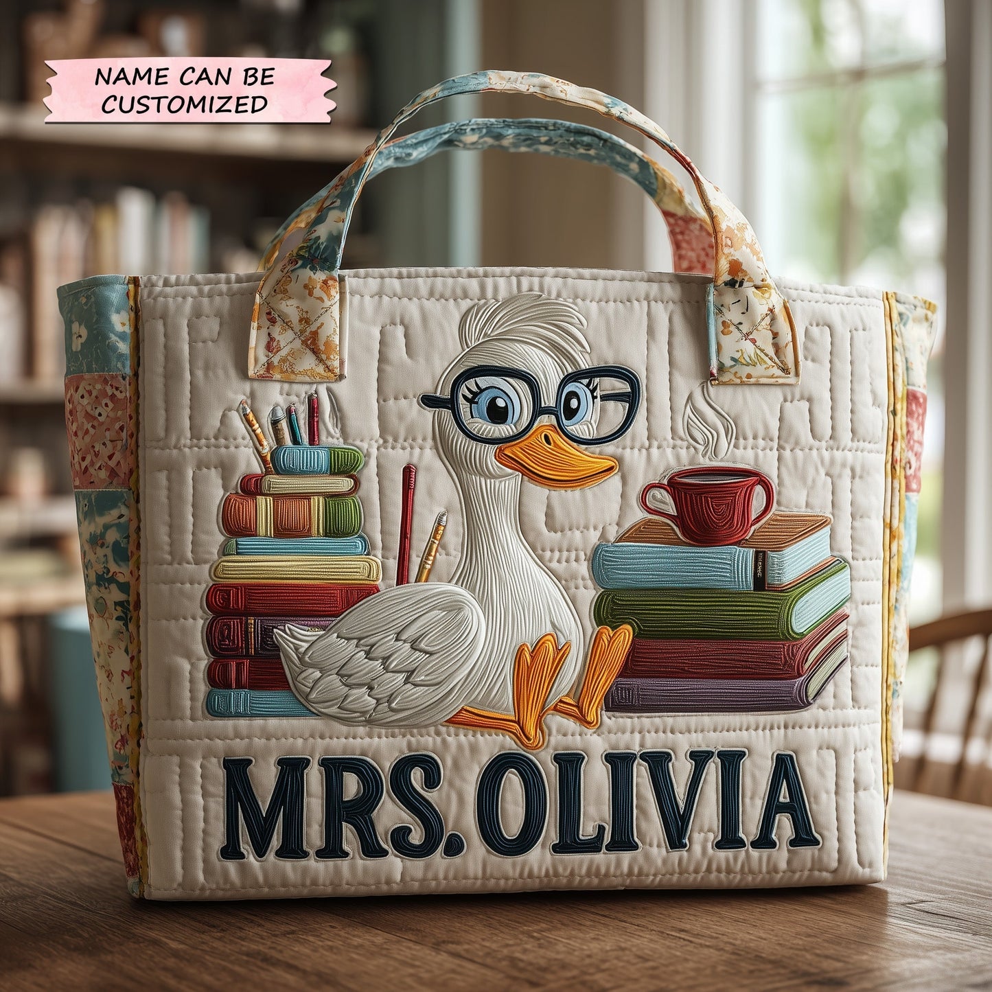 Teacher Duck Books Tote Bag