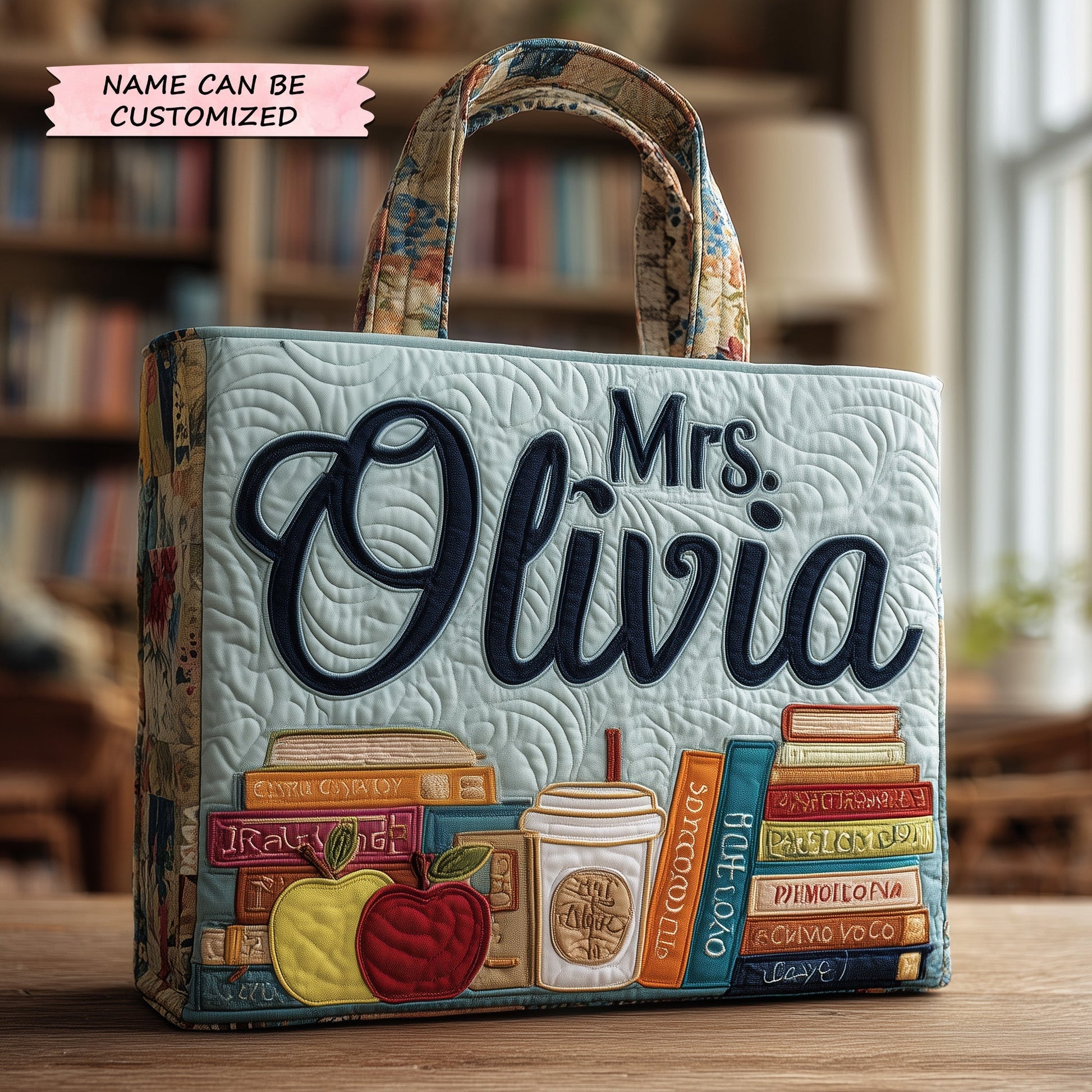 Everyday Books Apples Quilted Tote
