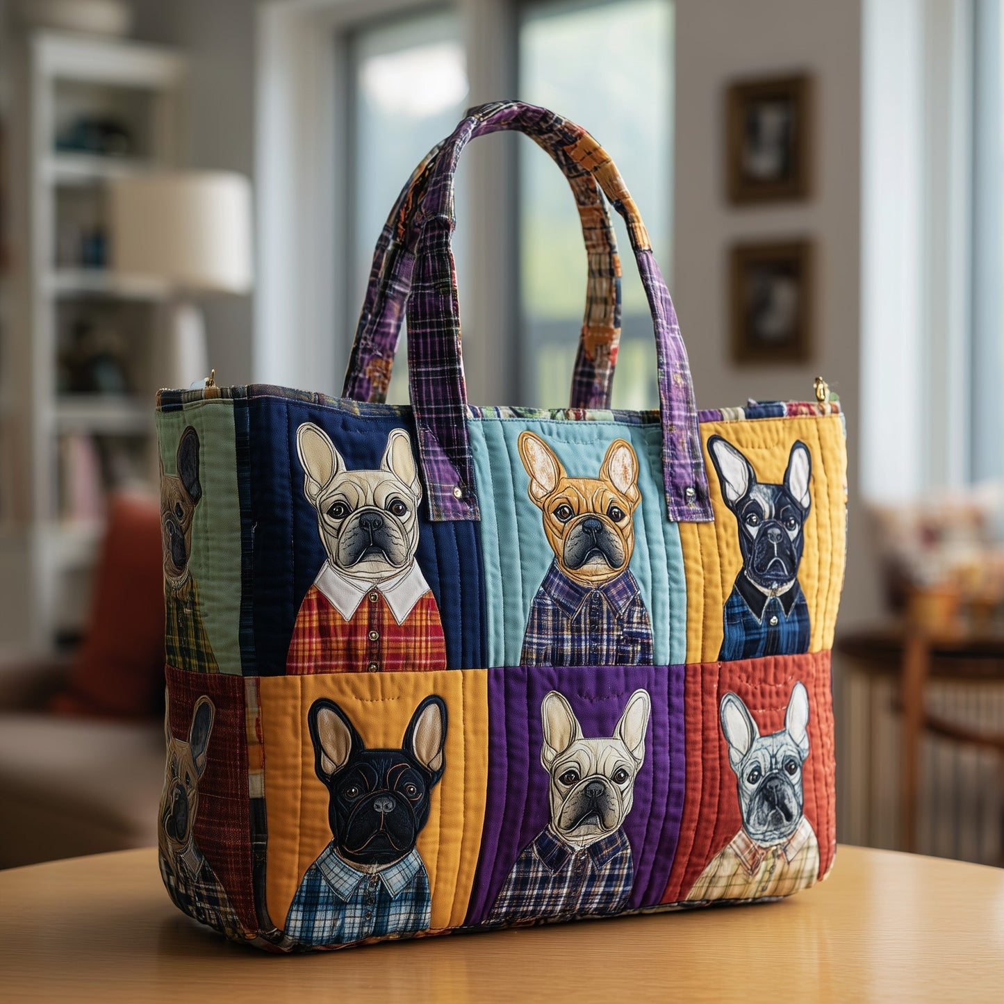 The Bulldog Charm Quilted Tote
