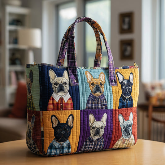 The Bulldog Charm Quilted Tote
