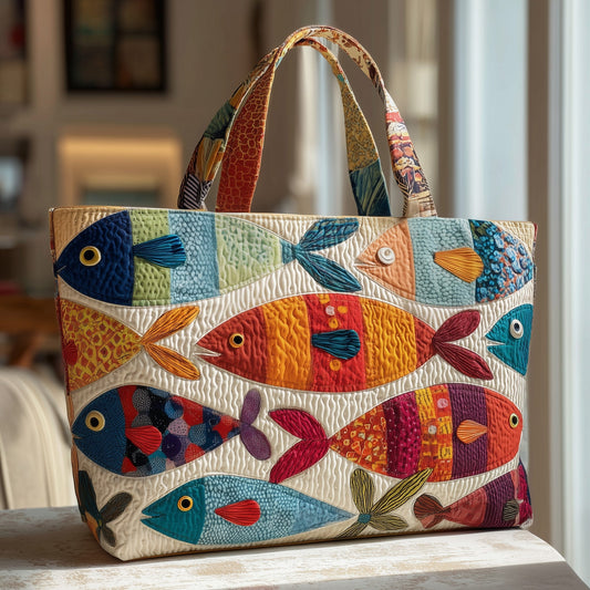Everyday Colorful Fish Quilted Tote