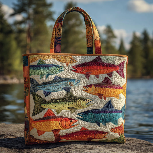 The Colorful Trout Quilted Tote