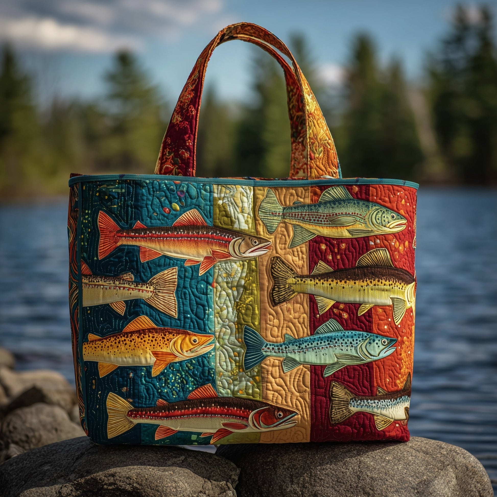 Everyday Trout Fish Quilted Tote