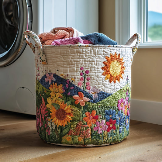 The Flower Field Quilted Laundry Basket Tote 0983