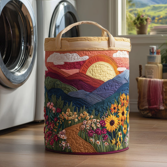 The Flower Field Quilted Laundry Basket Tote 0986