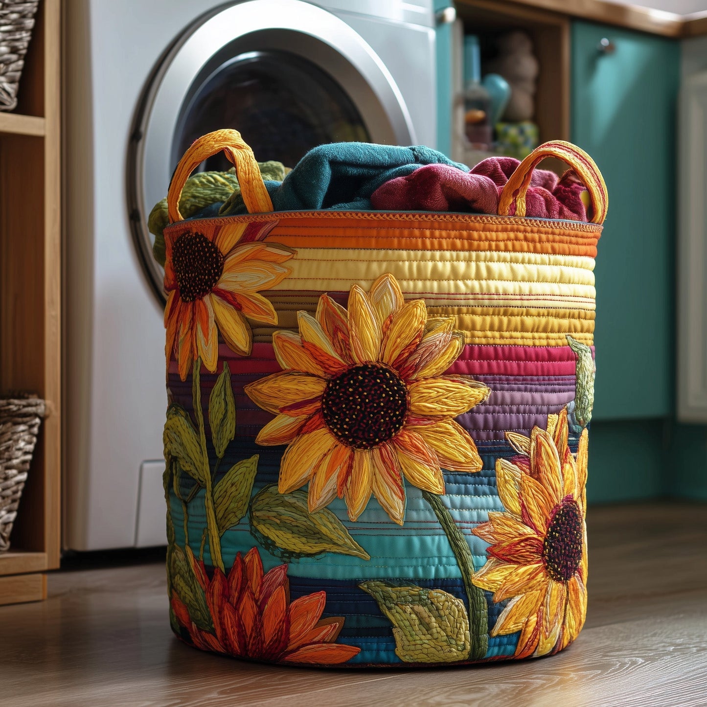 Sunflower Sunray Laundry Tote Bag