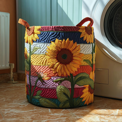 The Sunflower Sunray Quilted Laundry Basket Tote 0992