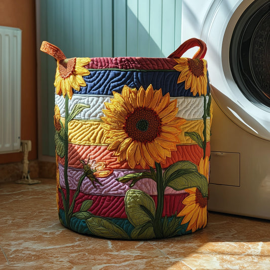 The Sunflower Sunray Quilted Laundry Basket Tote 0992