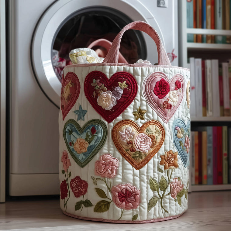The Rose Garden Quilted Laundry Basket Tote 0995