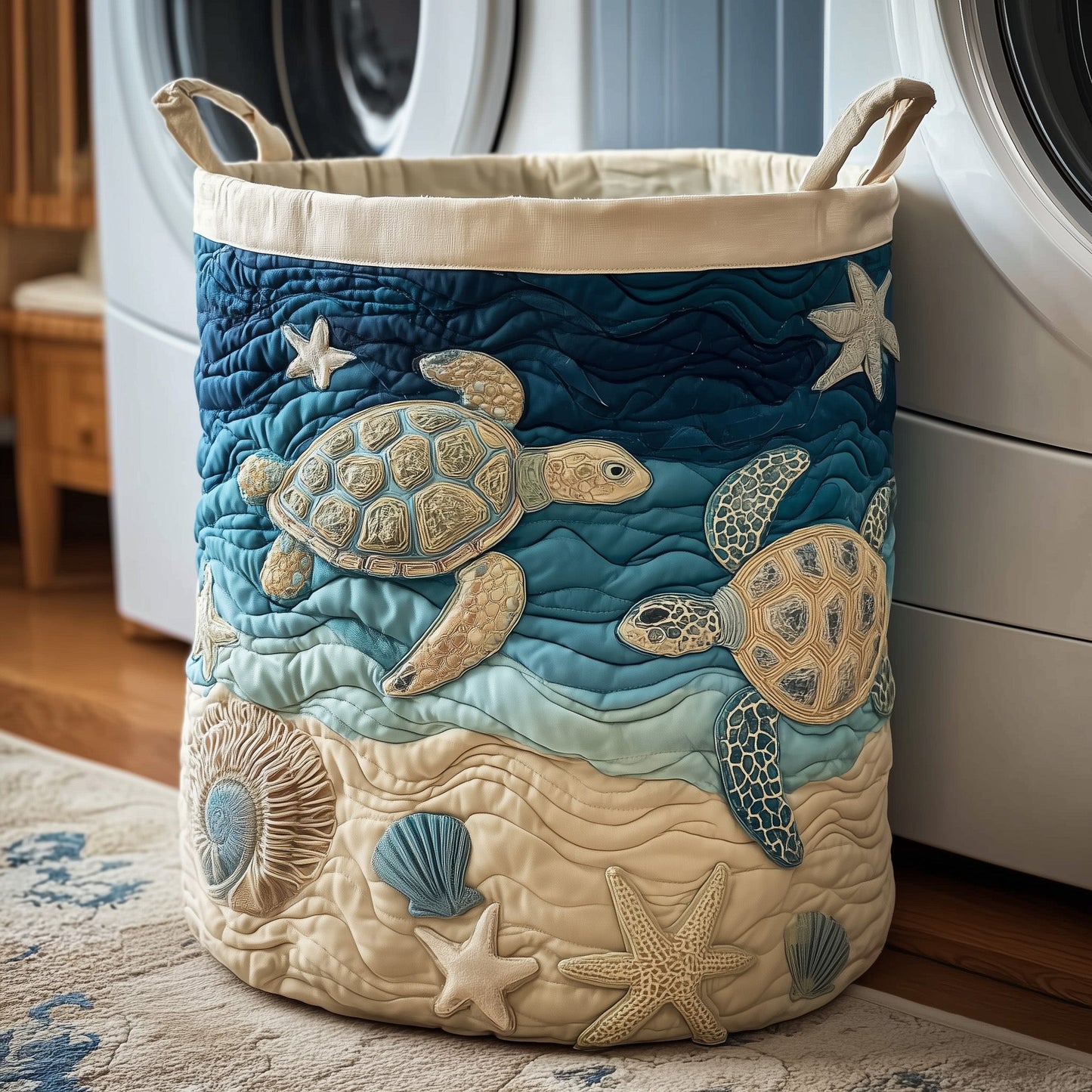 The Turtle Drift Quilted Laundry Basket Tote 1047