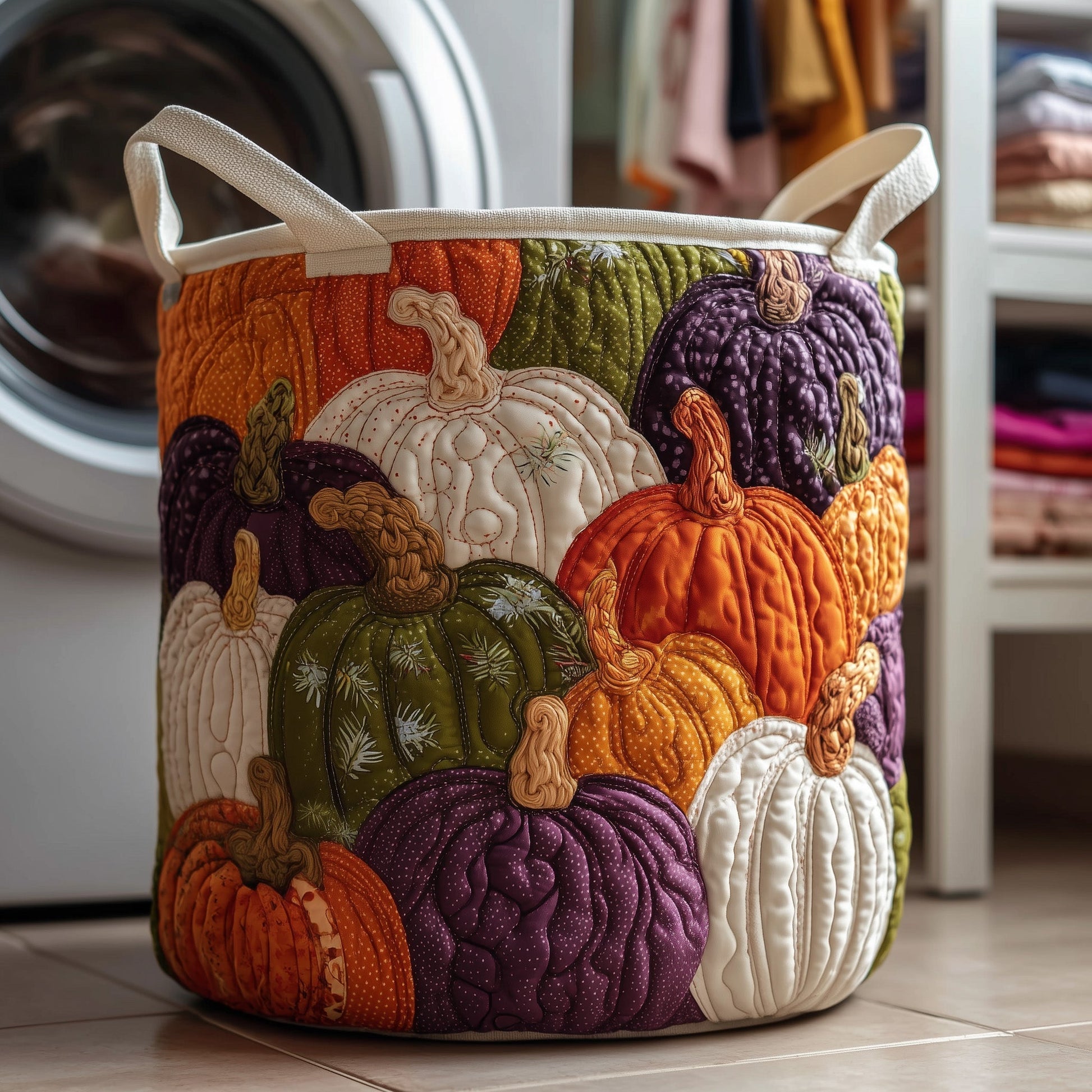 The Pumpkin Patch Quilted Laundry Basket Tote 1062