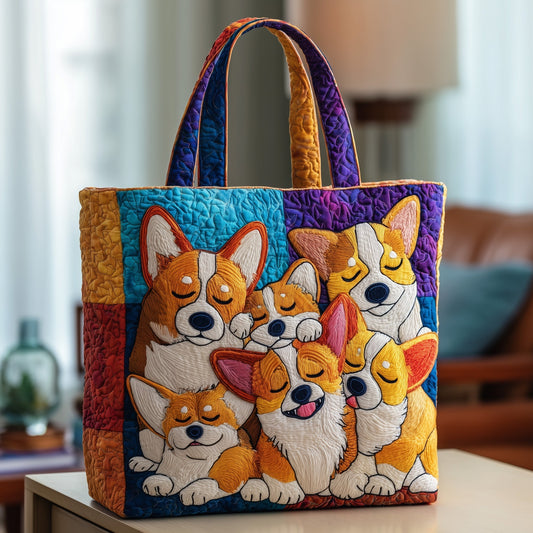 The Corgi Family Quilted Tote
