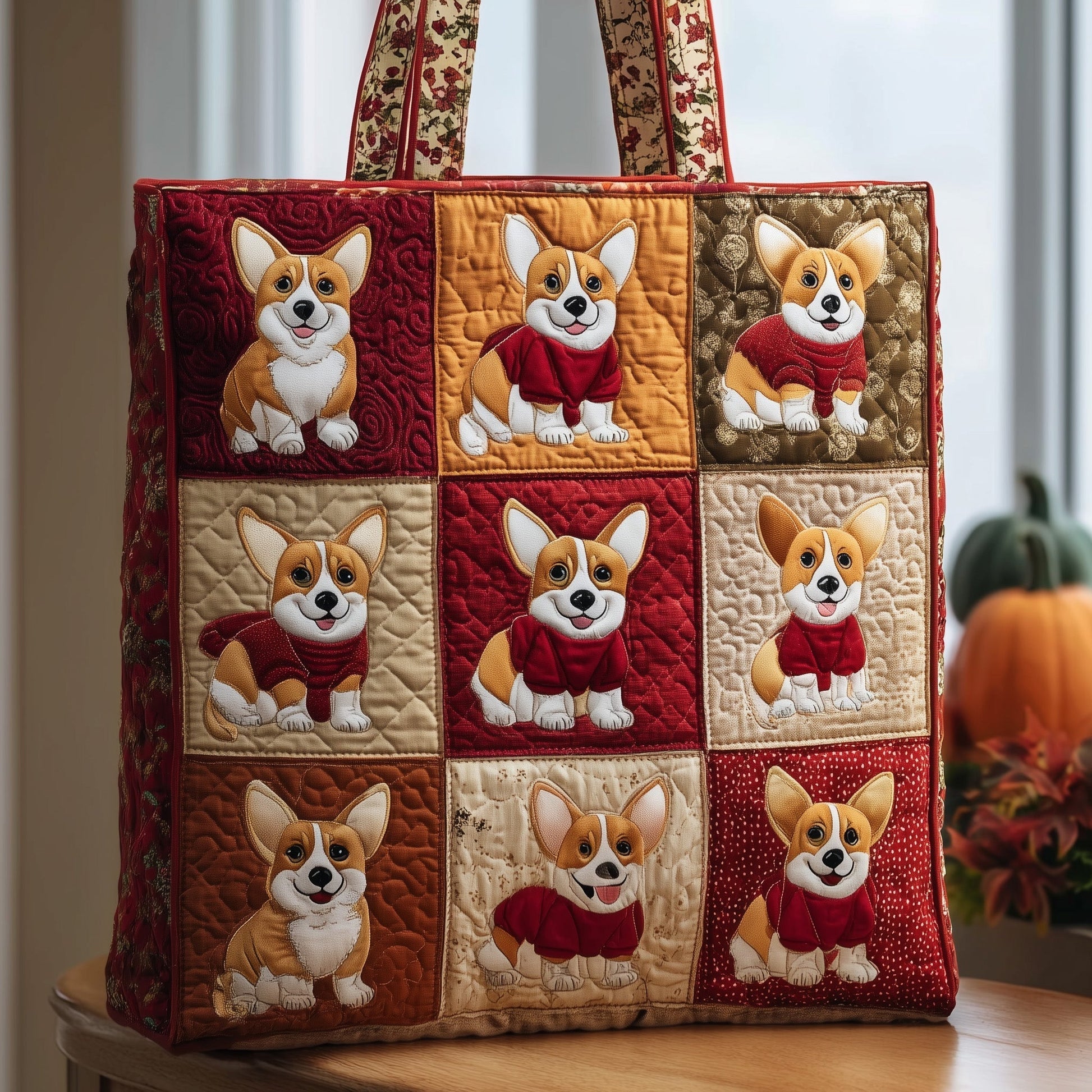 Corgi Dogs Patchwork Quilted Tote
