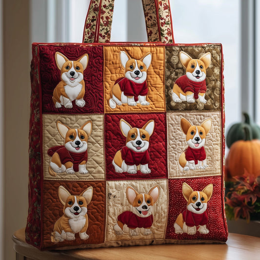 Corgi Dogs Patchwork Quilted Tote