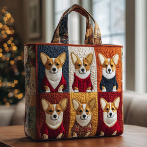 Corgi Dog Portraits Quilted Tote