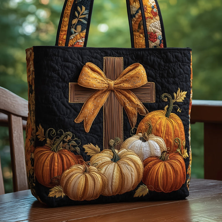 Cross Autumn Pumpkins Tote Bag