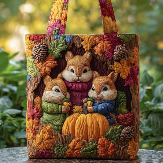 Squirrels Fall Leaves Tote Bag