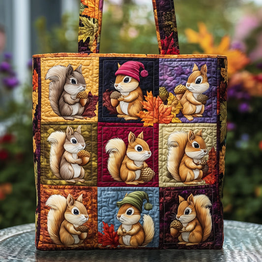 The Autumn Squirrel Quilted Tote 1273