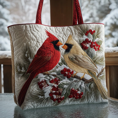 Everyday Cardinals Berries Quilted Tote