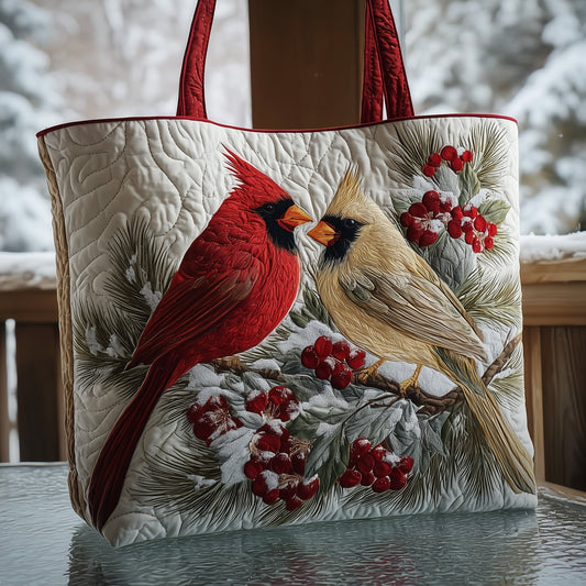 Everyday Cardinals Berries Quilted Tote