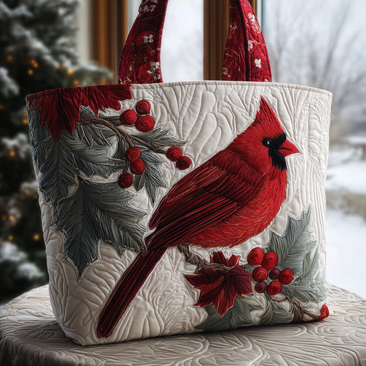 Cardinal Bird Berries Tote Bag