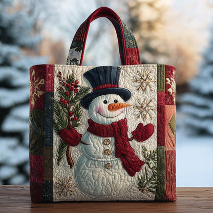 Everyday Festive Snowman Quilted Tote