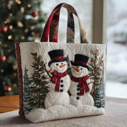 Snowman Holiday Scene Tote Bag