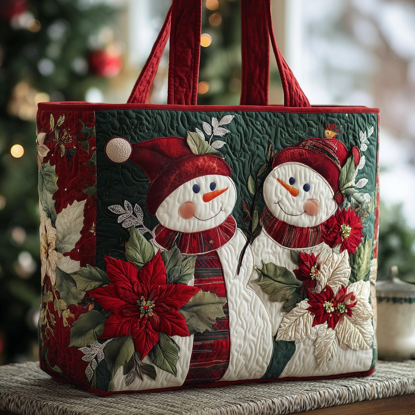 Everyday Snowman Holiday Quilted Tote