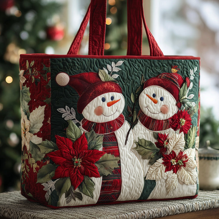 Everyday Snowman Holiday Quilted Tote