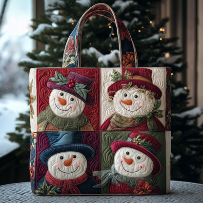 Everyday Festive Snowmen Quilted Tote