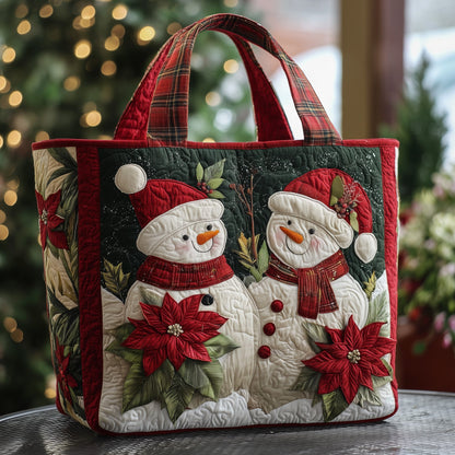 Holiday Snowman Charm Quilted Tote