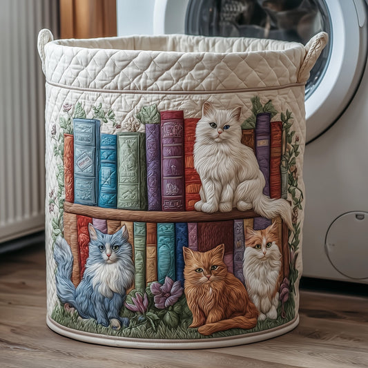 The Purrfect Pages Quilted Laundry Basket Tote 1624