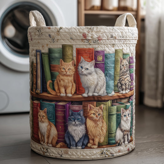 The Purrfect Pages Quilted Laundry Basket Tote 1625