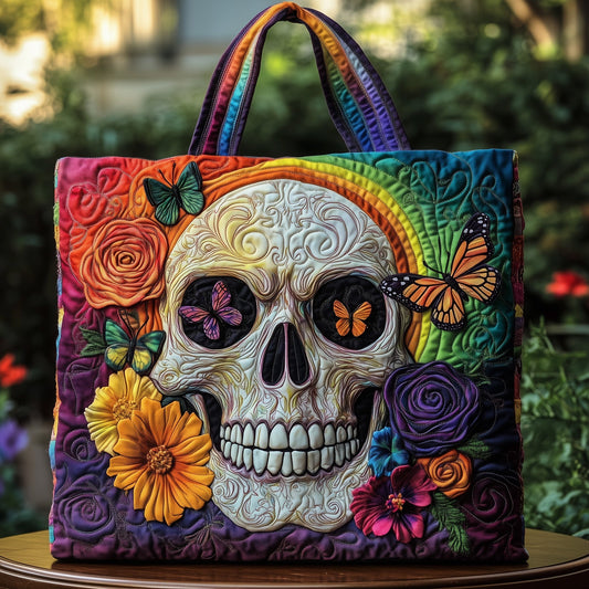 The Floral Skull Quilted Tote