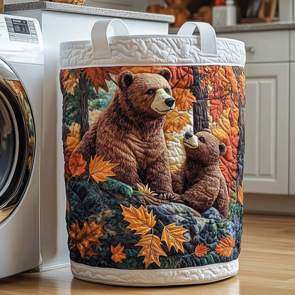 The Autumn Bear Quilted Laundry Basket Tote 1792