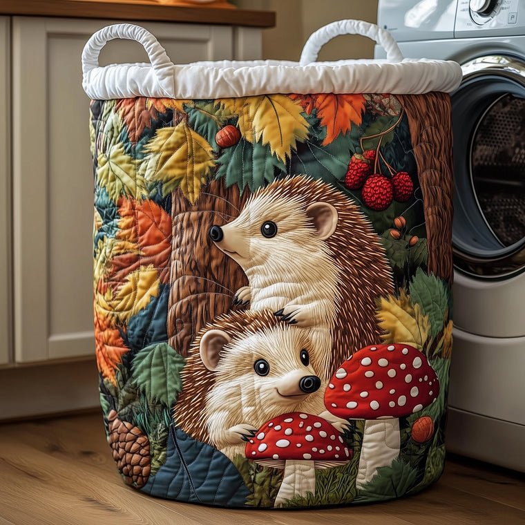 The Autumn Hedgehog Quilted Laundry Basket Tote 1794