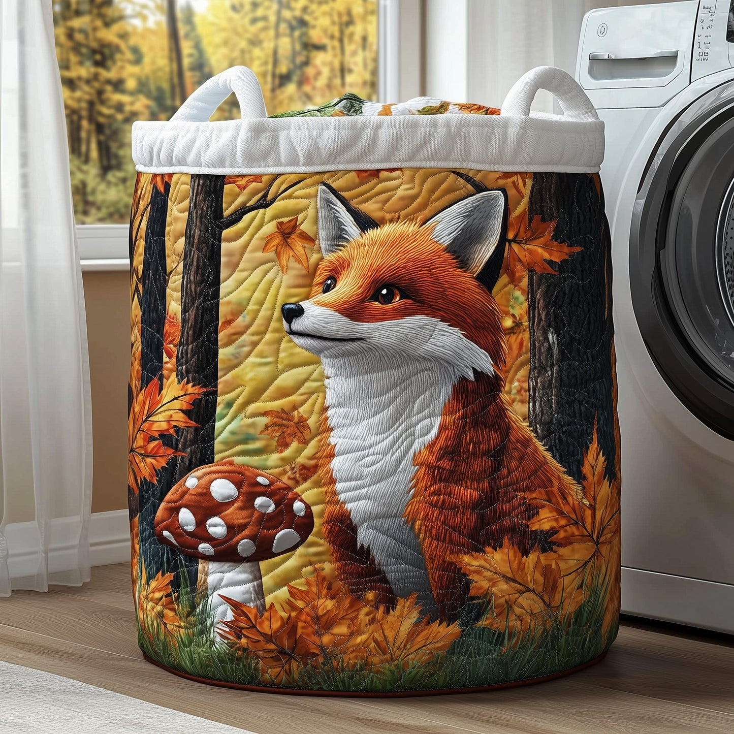 The Autumn Fox Quilted Laundry Basket Tote 1796