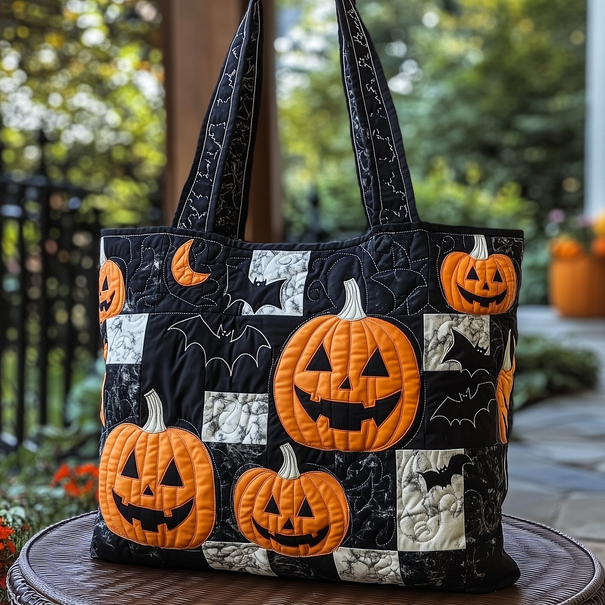 Everyday Jack-O'-Lanterns Bats Quilted Tote