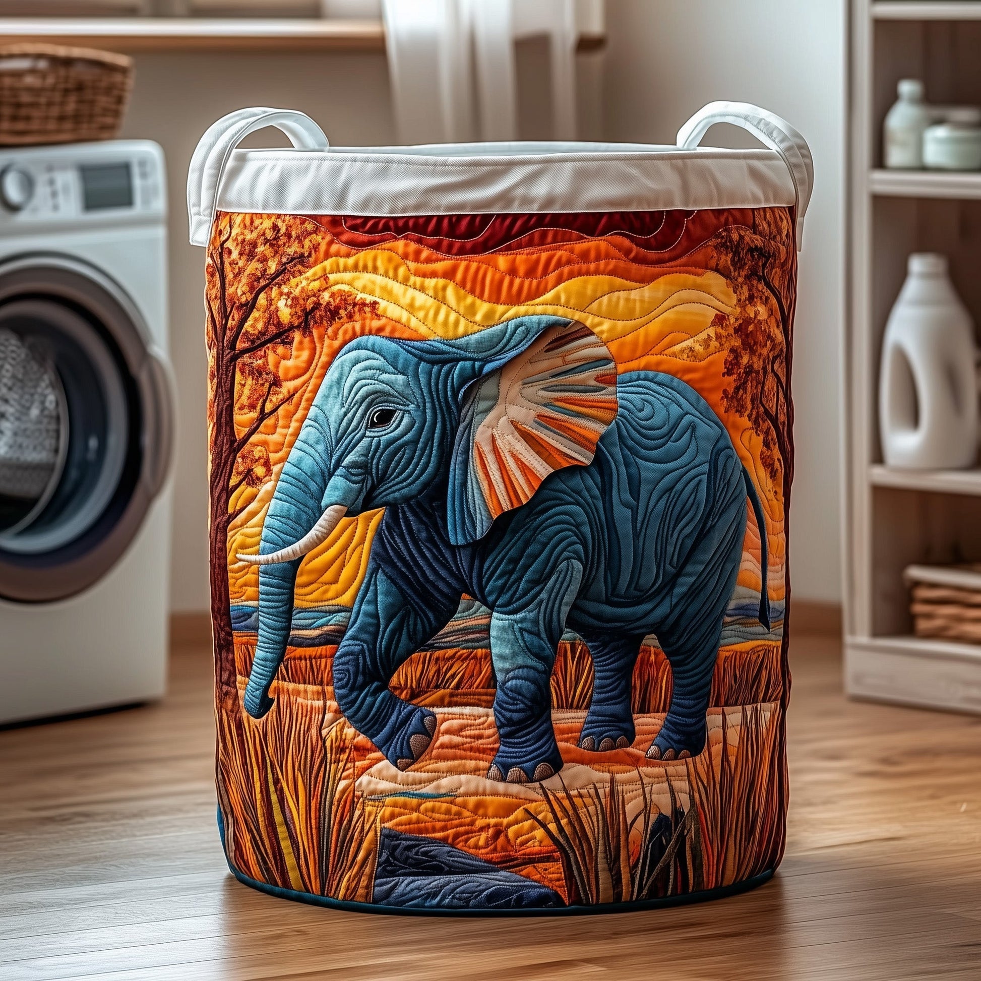 The Elephant Quilted Laundry Basket Tote 1824